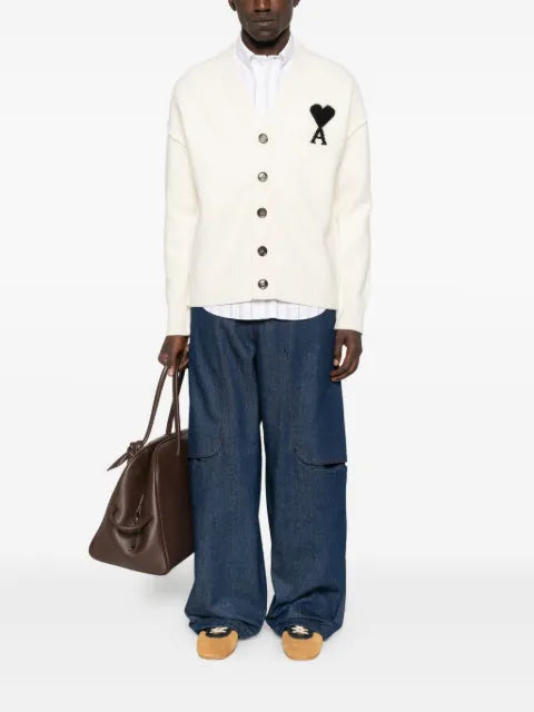 AMI Paris Ami de Coeur monogram wool cardigan