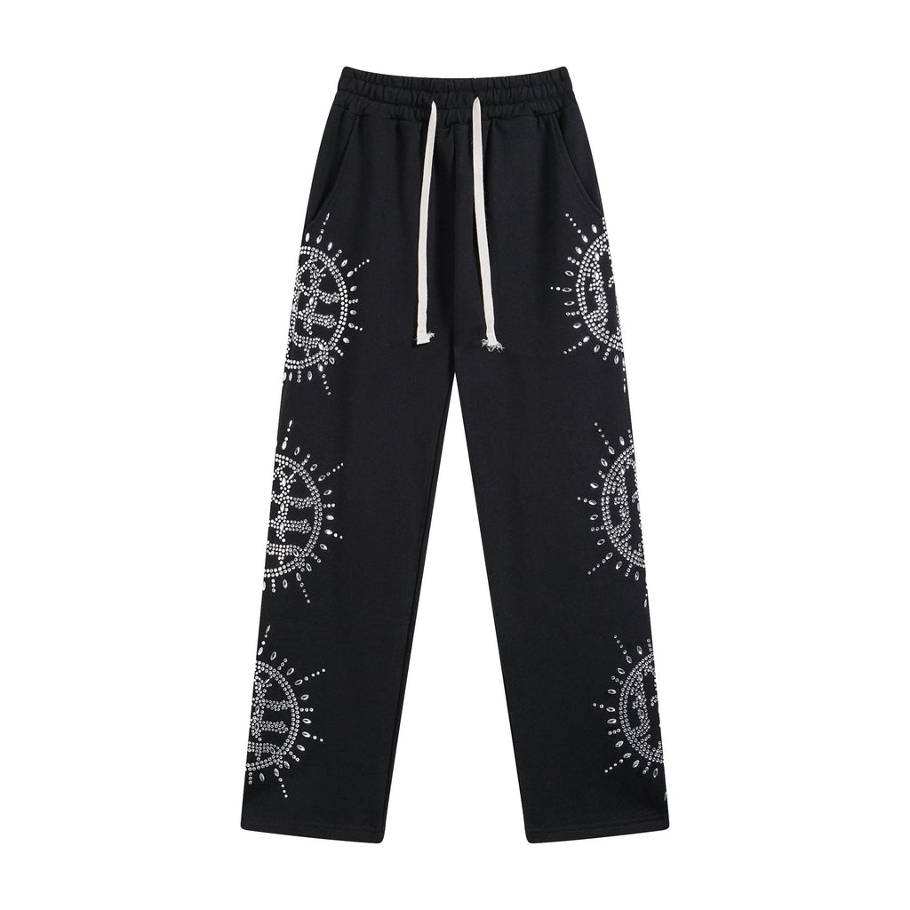 MIXED EMOTION Rhinestone Circle Graphic Sweatpants