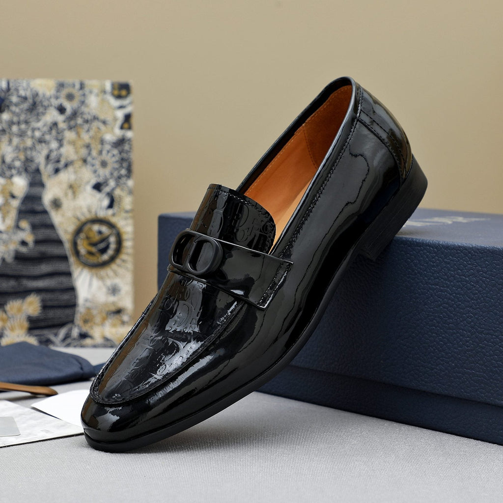 Dior Men's Black Embossed Buckle Loafers